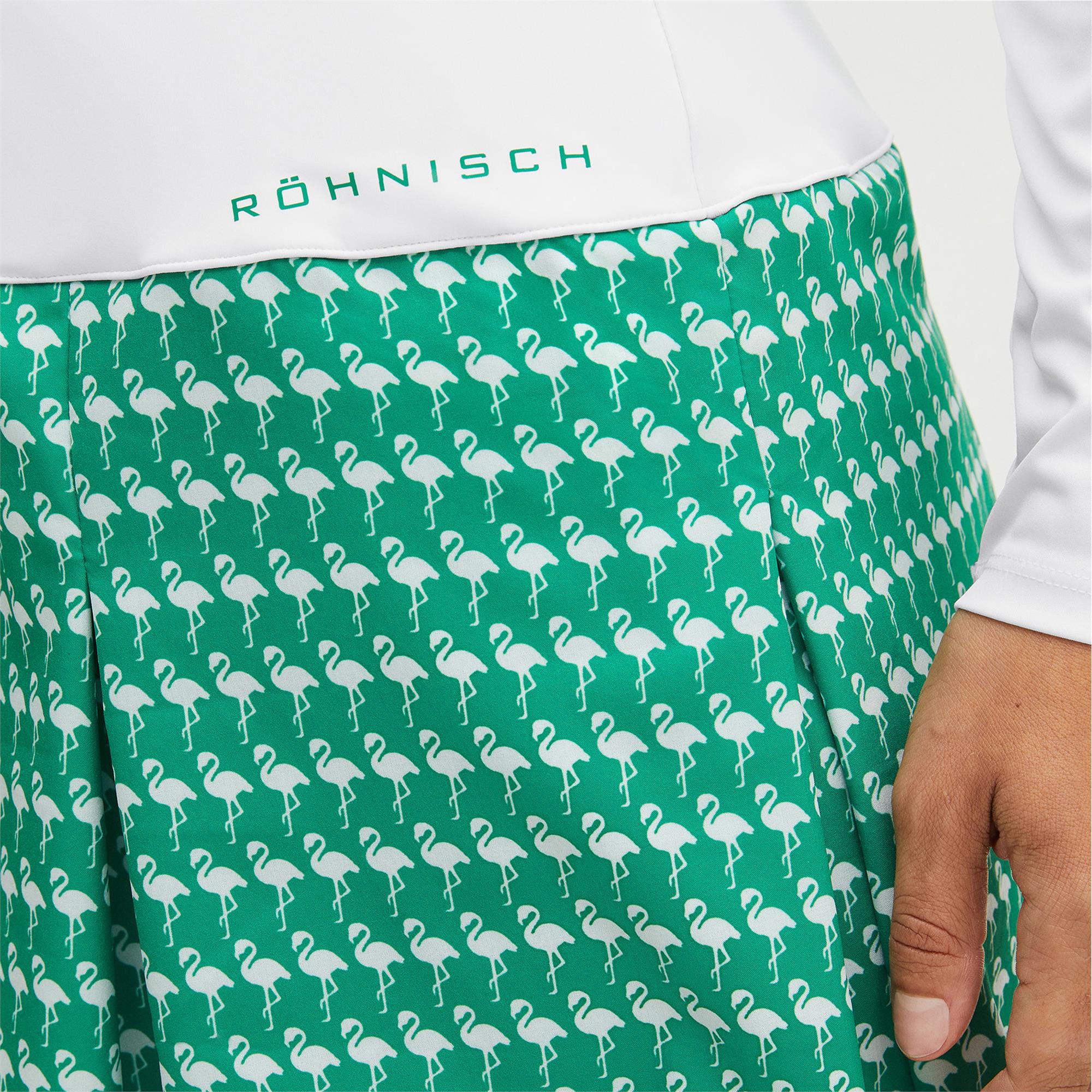 Rohnisch Aurora Pleated Ladies Golf Skort Flamingo Aop Jelly Bean